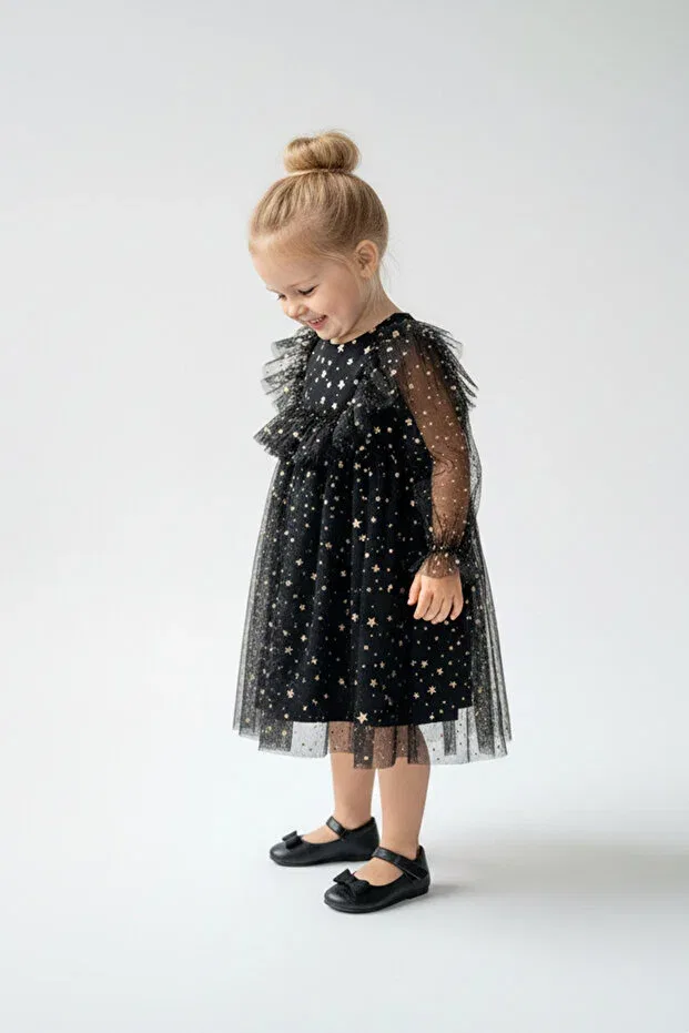 Детское платье для девочек с длинным рукавом Baby Animals, Black — фото 4