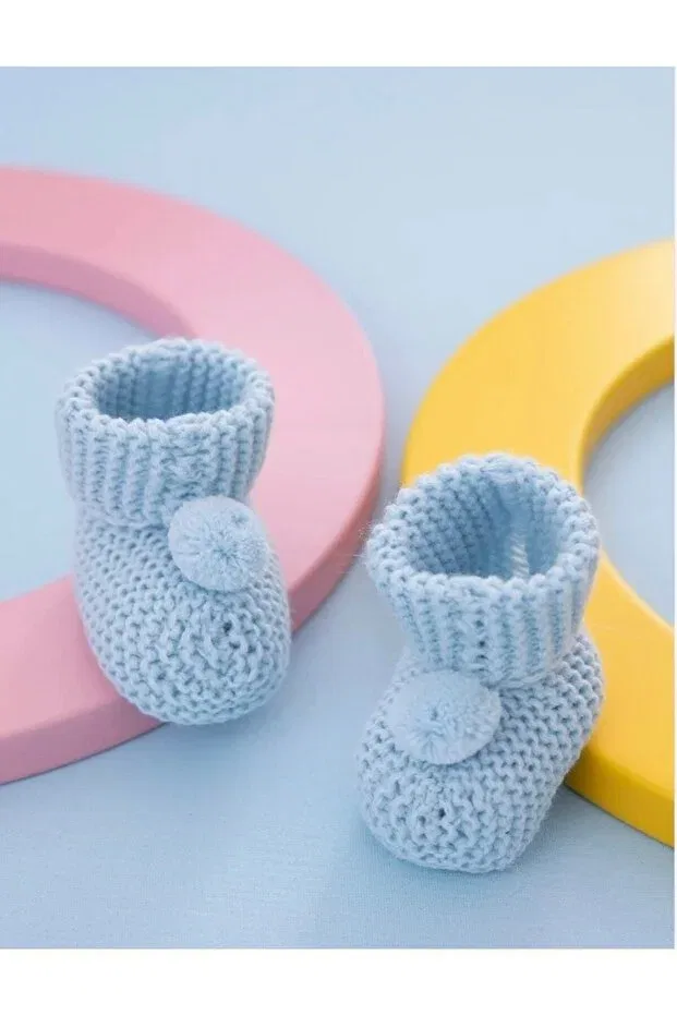 Детские пинетки-помпоны для мальчиков трикотажные Cherub Baby, Blue