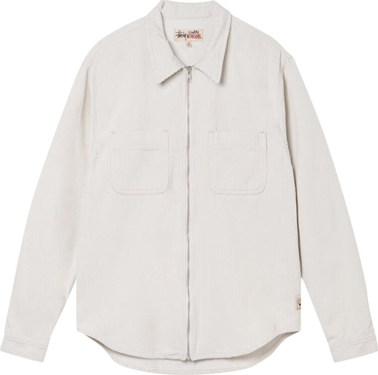 

Рубашка Stussy Wide Wale Cord Zip Shirt 'Bone', белый