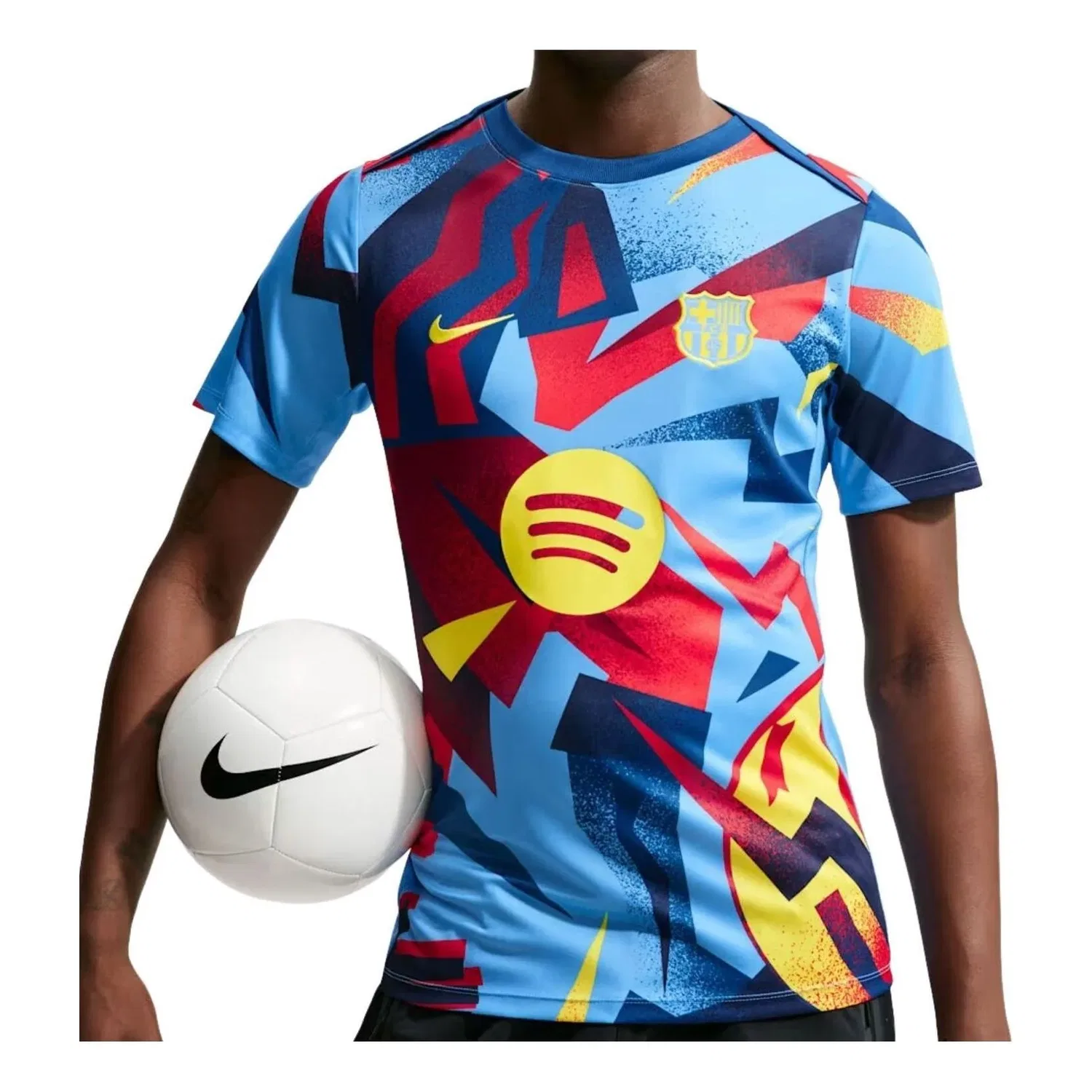Мужская игровая майка F.C. Barcelona Academy Pro Fourth Dri-FIT Pre-Match T-Shirt 'University Blue Gym Blue Opti Nike, Gym Blue/Opti Yellow