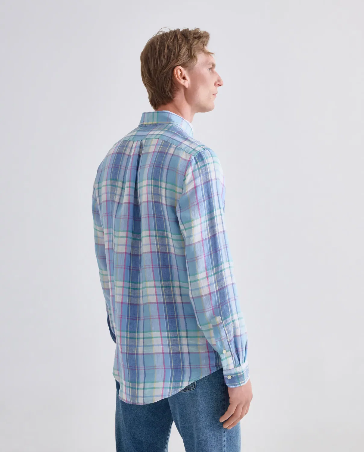 Мужская рубашка из льна с клетчатым принтом Classic Fit Polo Ralph Lauren, Multicolor — фото 3