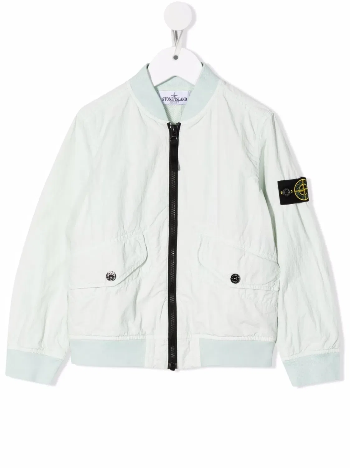 Бомбер на молнии с нашивкой-логотипом Stone Island Junior, синий