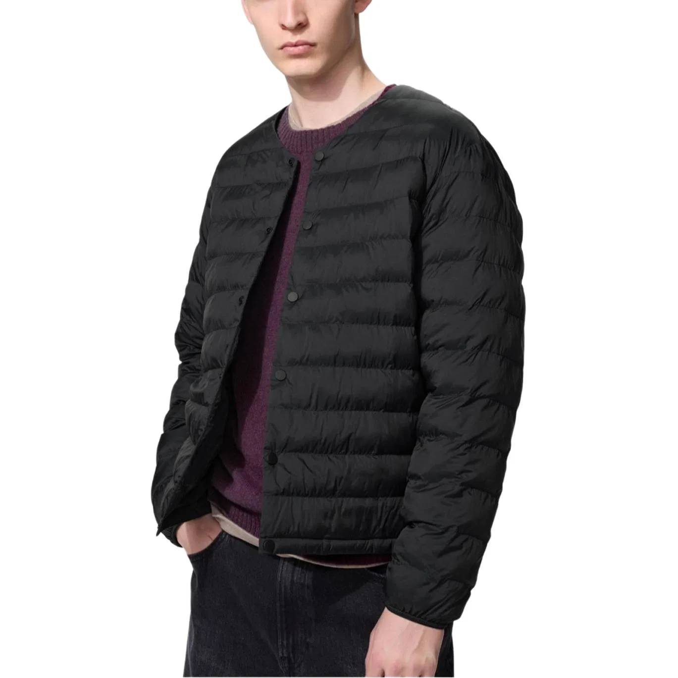 Мужской пуховик с воротником-стойкой Black PUFFTECH UNIQLO