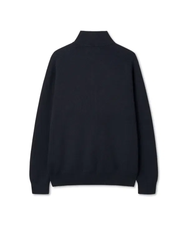 Свитер с четверть-застежкой, хлопковый, Polo Ralph Lauren, темно-синий — фото 2