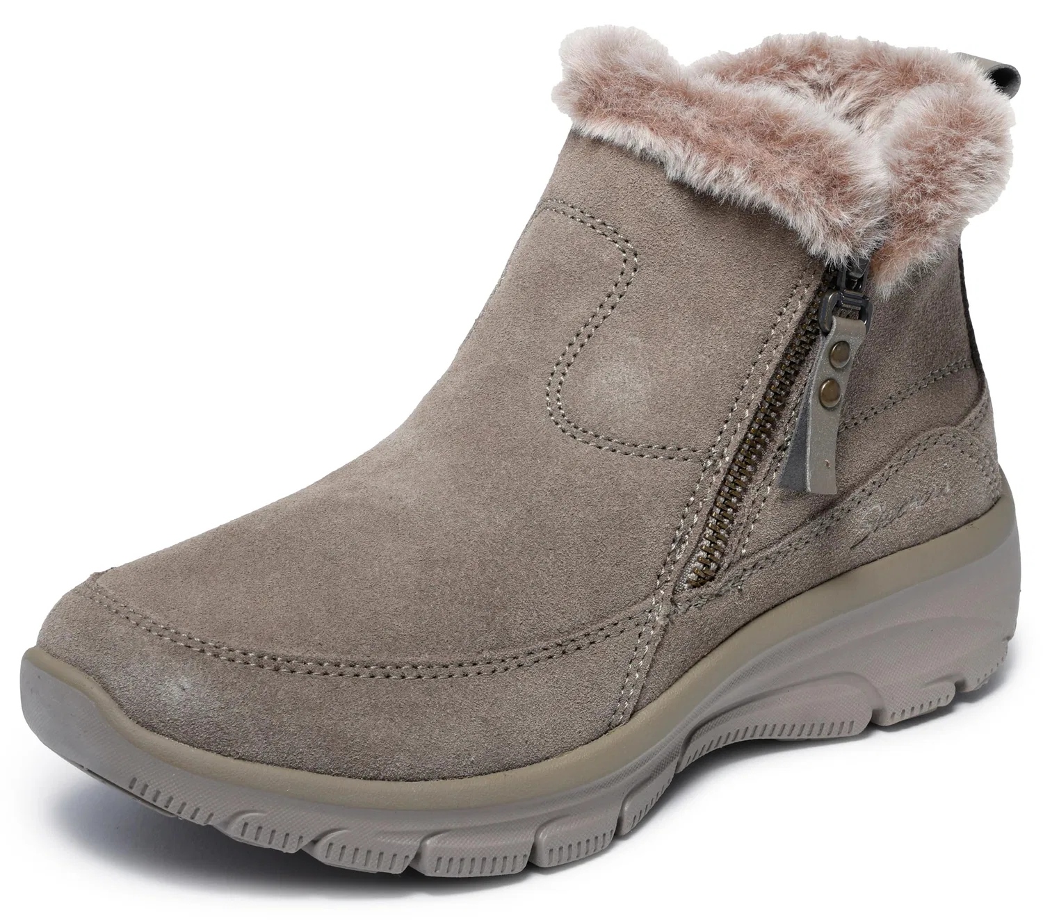 Детские ботинки для девочек на молнии Skechers Easy Going - Cool Zip, Taupe Suede