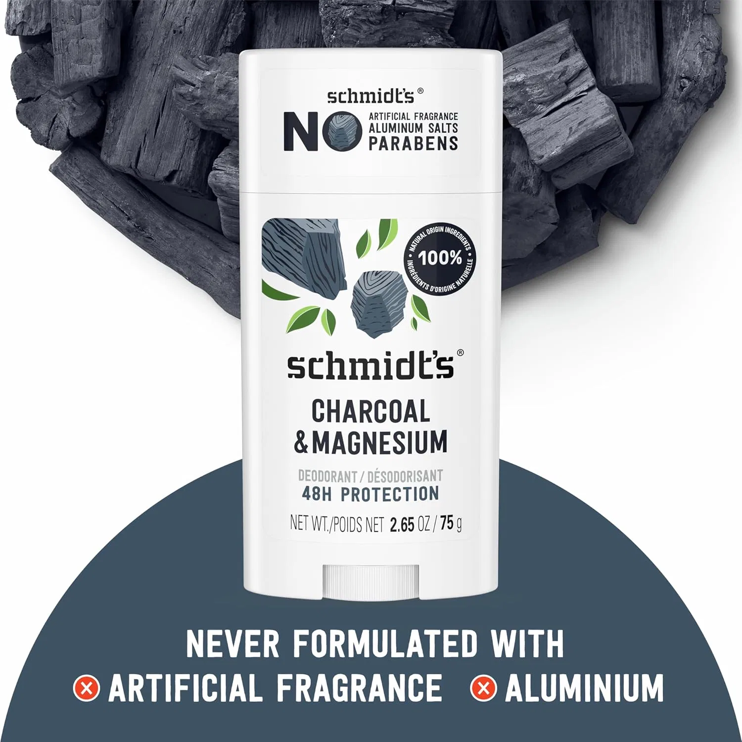 Дезодорант Stick Schmidt's Charcoal & Magnesium, 2 шт, 150.25 г, Fresh — фото 4