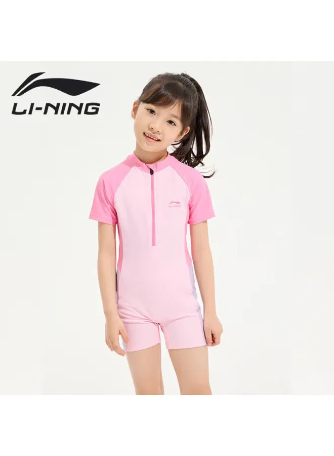 Купальник детский слитный с длинным рукавом модель 808 Li-Ning, светло-розовый — фото 2