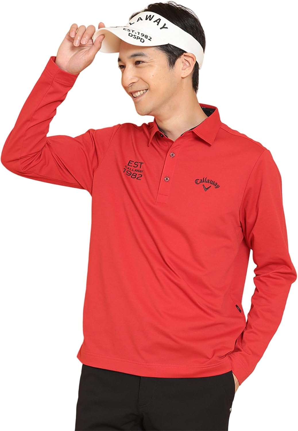 

Мужская рубашка-поло с длинным рукавом Callaway C24233100 (впитывающая, быстросохнущая), для гольфа, красный