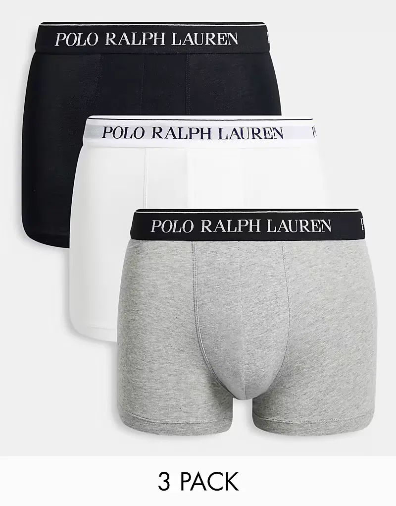 Классические плавки Polo Ralph Lauren (3 пары) черного, белый и серого