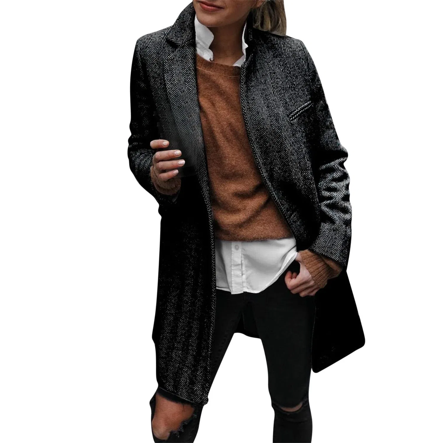 Женское пальто с длинным рукавом Dark Red Coat, Black