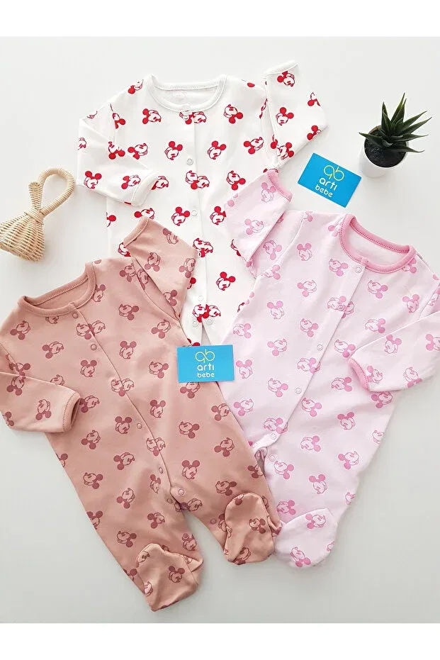 Детский комплект боди-комбинезонов для девочек с принтом Artıbebe, Pink