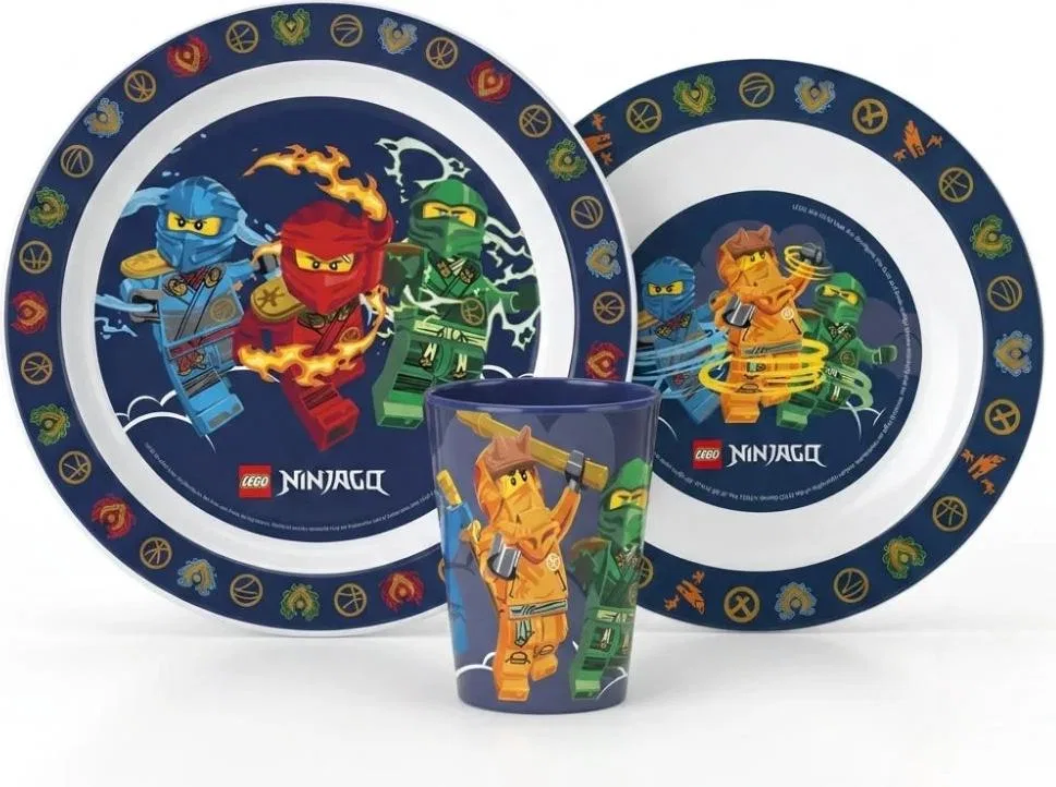 Детский набор посуды LEGO Ninjago, 3 предмета, с чашкой, тарелкой и миской, STOR, 260 мл