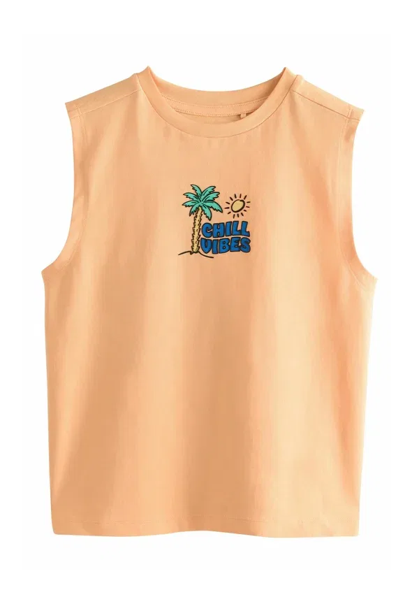 Футболки без рукавов, хлопок, Regular fit - fluro tank vest 4 pack, Next, peach, green, orange, синий/зеленый/оранжевый/персиковый — фото 2