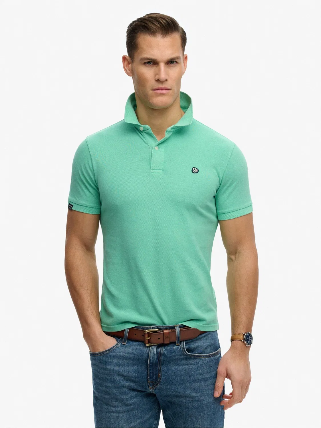 Поло Superdry Vintage Destroy, зеленый