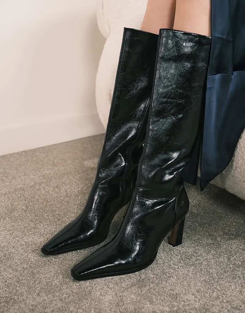 Черные сапоги до колена с острым носком от ASOS DESIGN Clara — фото 3
