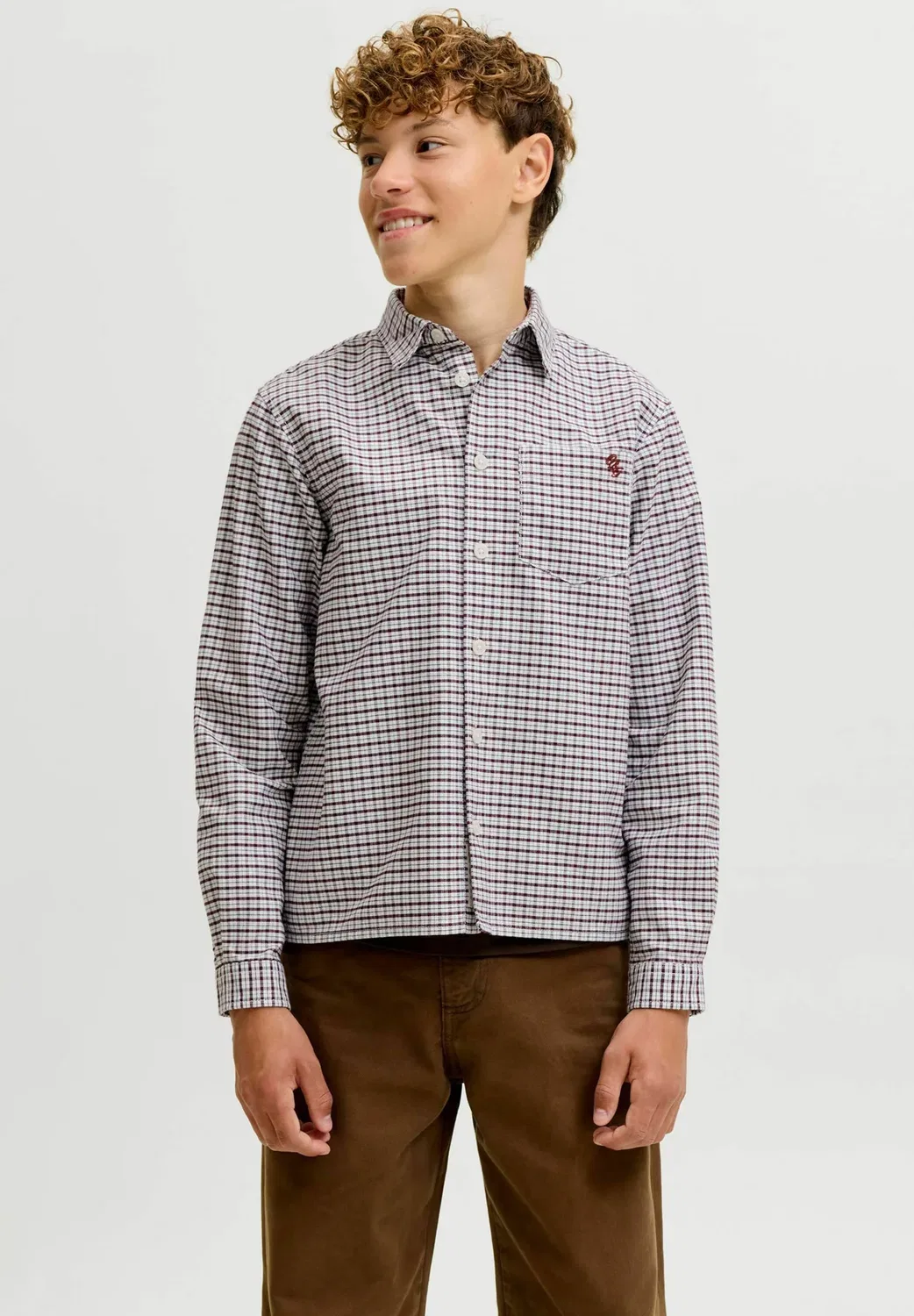 Оксфордская рубашка, оксфордская рубашка для юниоров - рубашка Jack & Jones Junior, Chocolate Truffle — фото 2