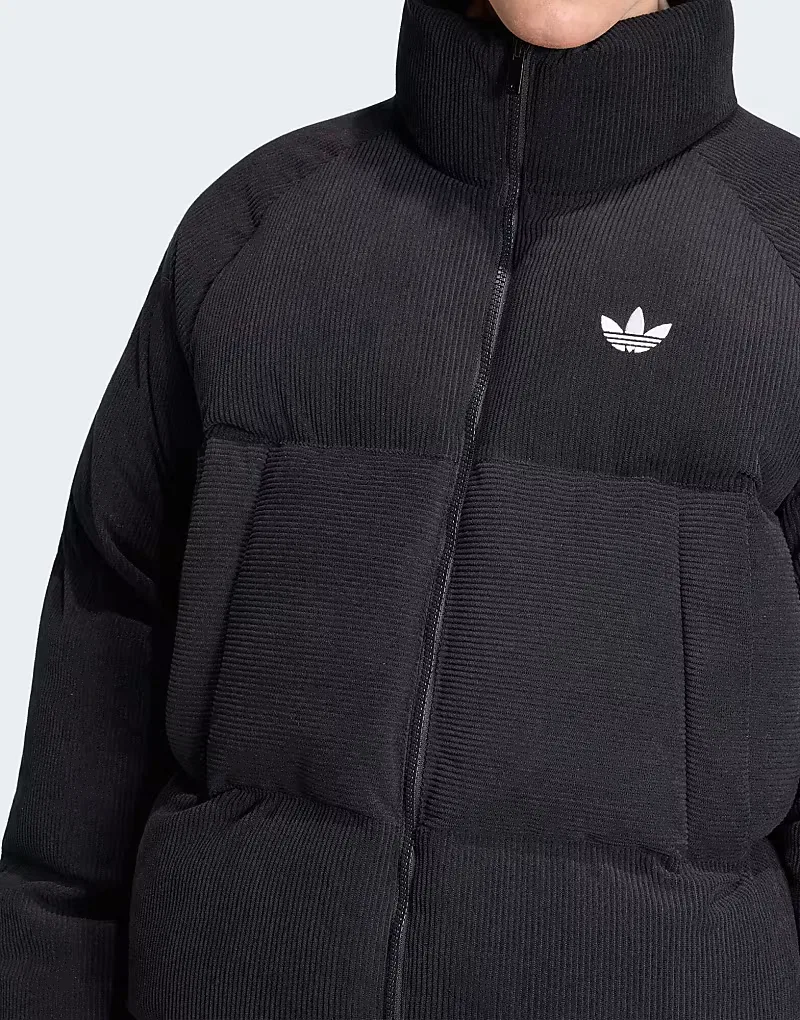 Пуховая куртка Adidas Originals из вельвета, черный — фото 4