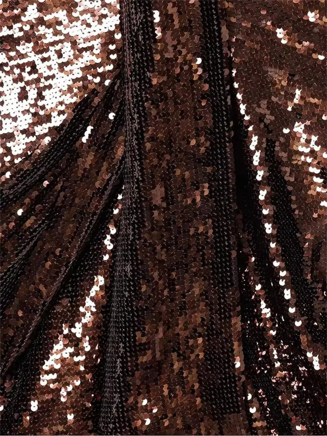 Женское мини-платье с пайетками A-силуэта, V-Neck, Black — фото 3