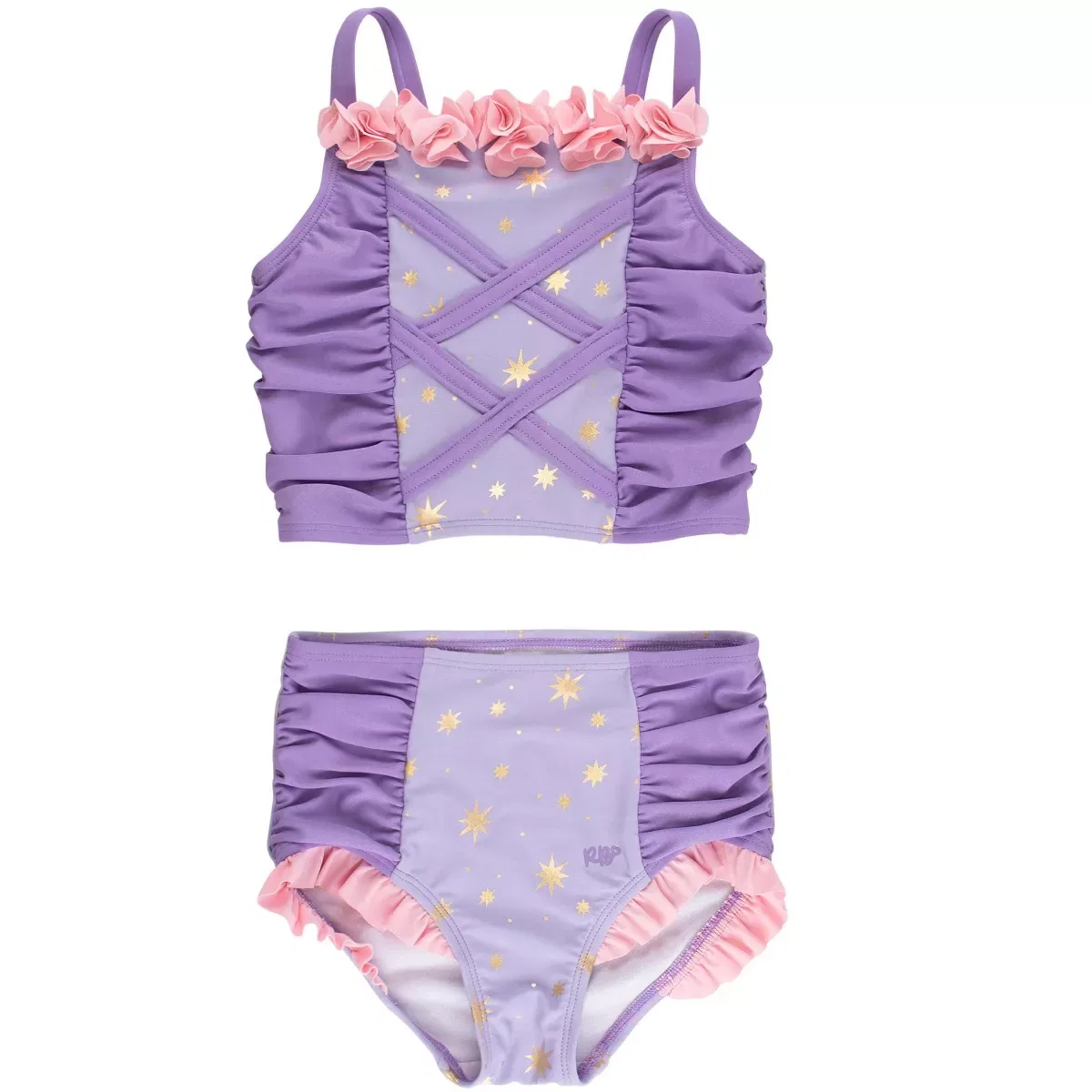 Детский комплект для плавания для девочек с принтом RuffleButts, Amethyst Princess