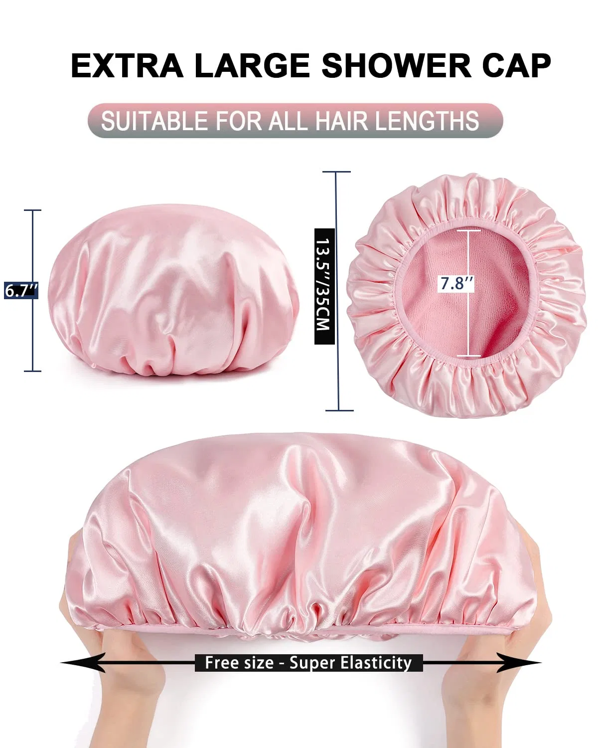 Шапочка для душа Extra Large, YIZIJIZI, Pale Pink — фото 4