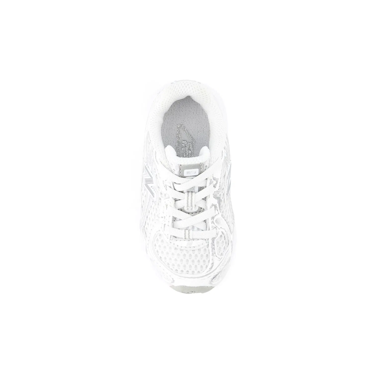 Детские кроссовки на шнурках-резинках 740 Bungee Lace New Balance, White With Silver Metallic — фото 4