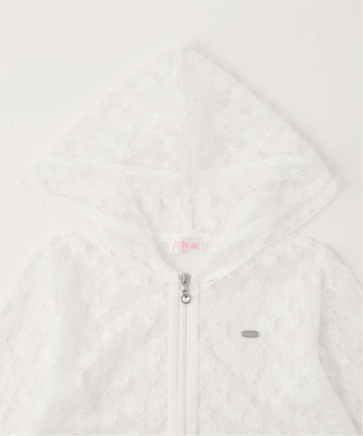 Детская кофта-худи из кружева с длинным рукавомmezzo piano, Off White — фото 3
