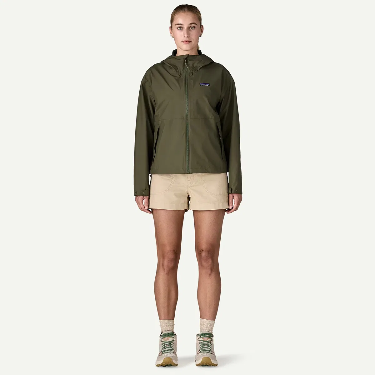 Женская дождевая куртка с капюшоном Patagonia Mesa Lane Rain Jacket, Basin Green — фото 3