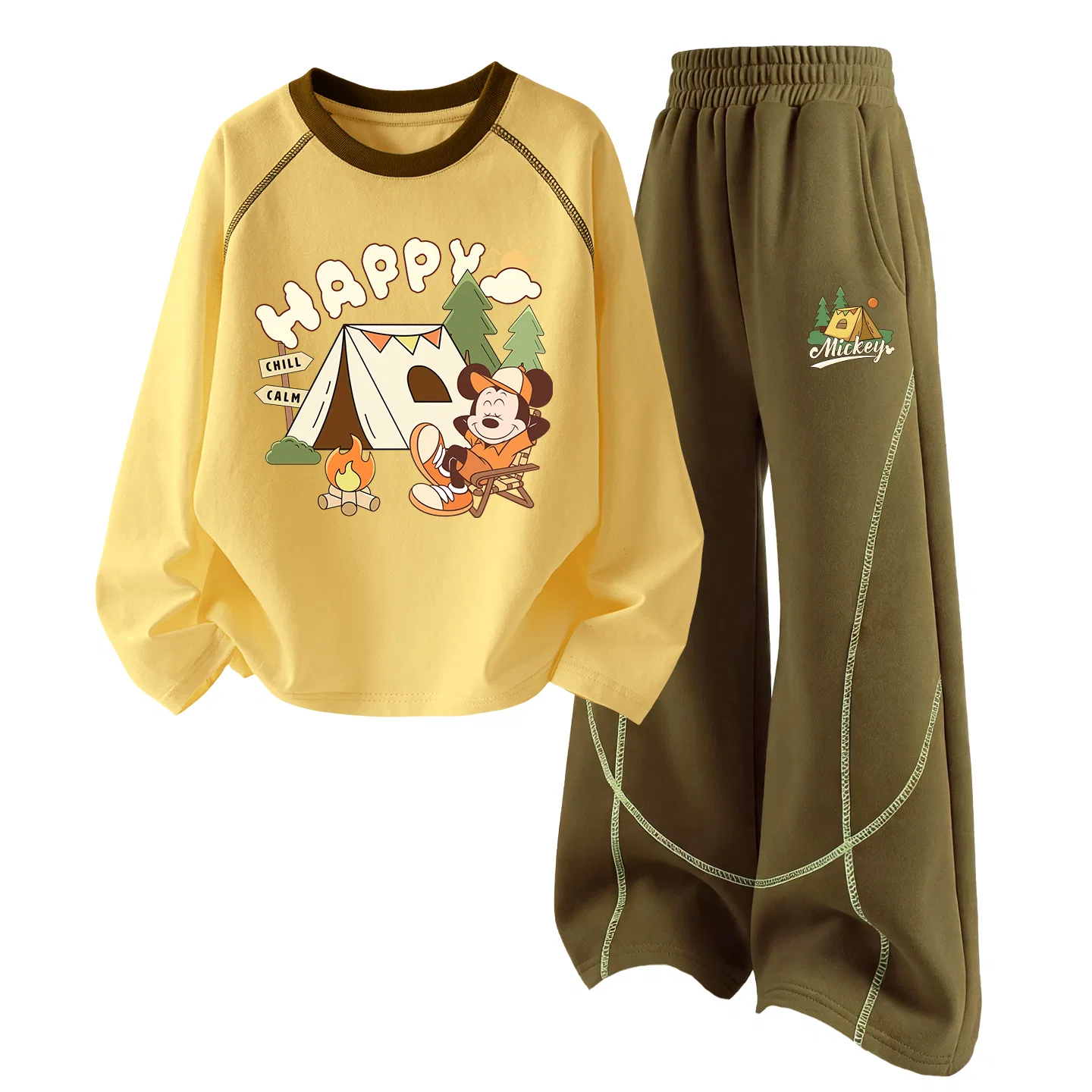 Детский спортивный костюм Disney, Цвет Diya Feng Qi Cheese Yellow+Diya Tree Mickey K Autumn Wild Brown — фото 4