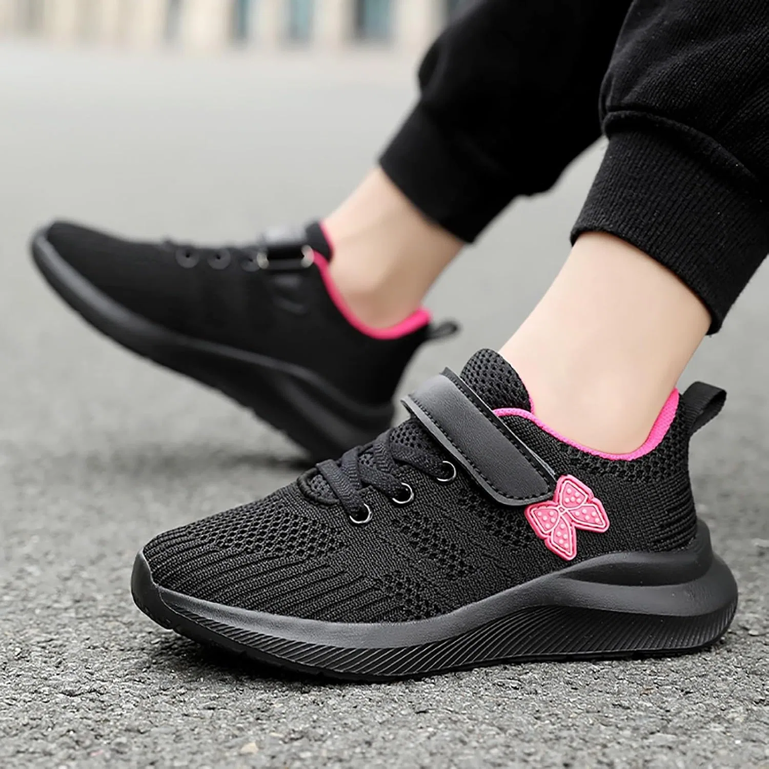 Детские кроссовки с сетчатым верхом Unisex-Child Sneakers Tennis Mesh Hollow Out Breathable Fashion Running Sneakers Lightweight Soft Sports Walking Shoes, Hot Pink — фото 3