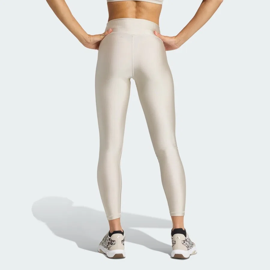 Леггинсы с зауженным кроем и блеском Optime Essentials Shine adidas, Бежевый — фото 2
