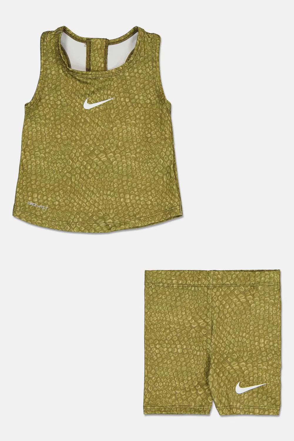 Комплект для девочки с логотипом без рукавов Nike, оливковый — фото 2