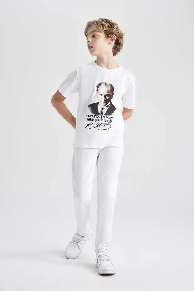 Детские брюки-джинсы для девочек прямого кроя Defacto, White — фото 2