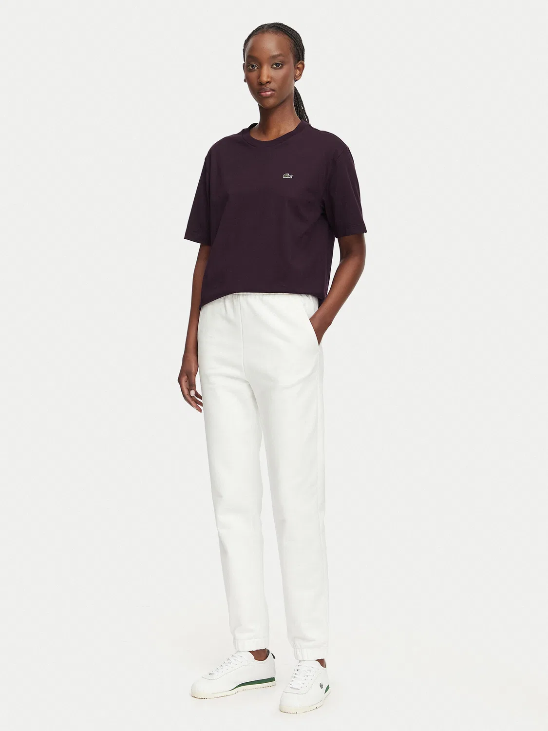 Женская футболка стандартного кроя Lacoste, темно-красный — фото 2