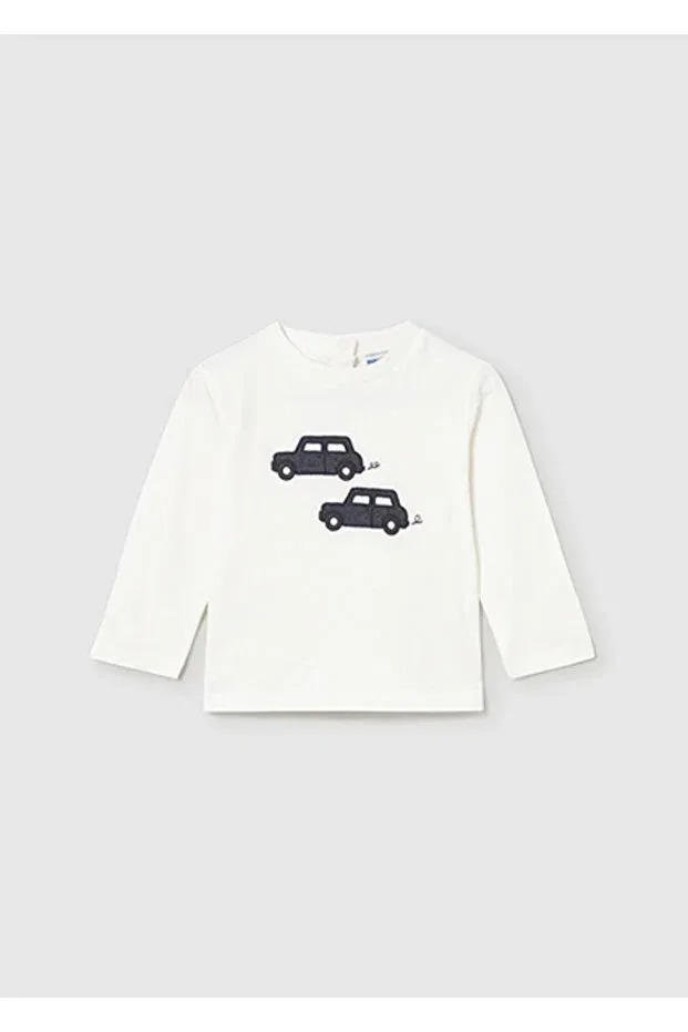 Детское для мальчиков футболка с длинным рукавом с вышивкой Cream Car Mayoral, Cream-Lacial