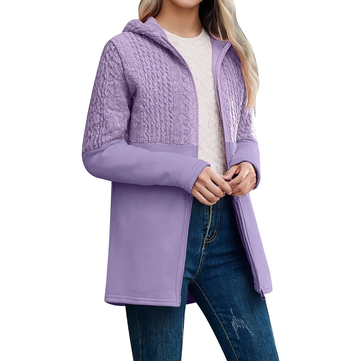 Женская куртка из вельвета с капюшоном, purple