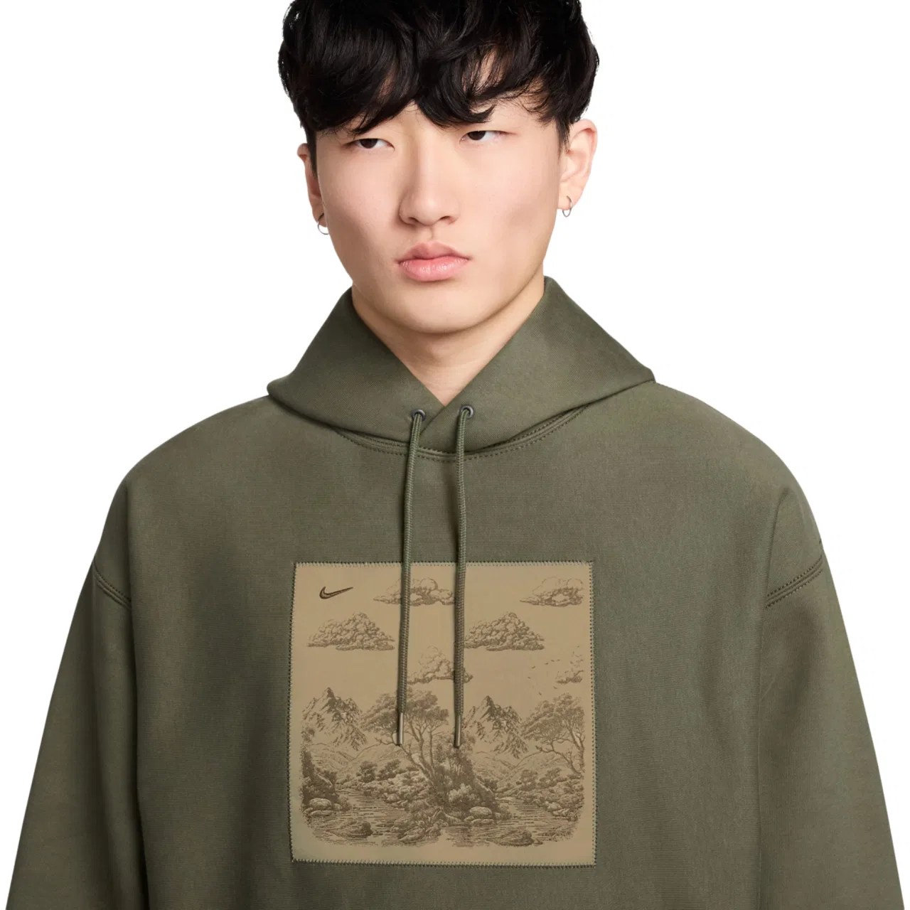 Толстовка мужская Nike NL Solo Swoosh Pullover, цвет Tan/Olive — фото 3