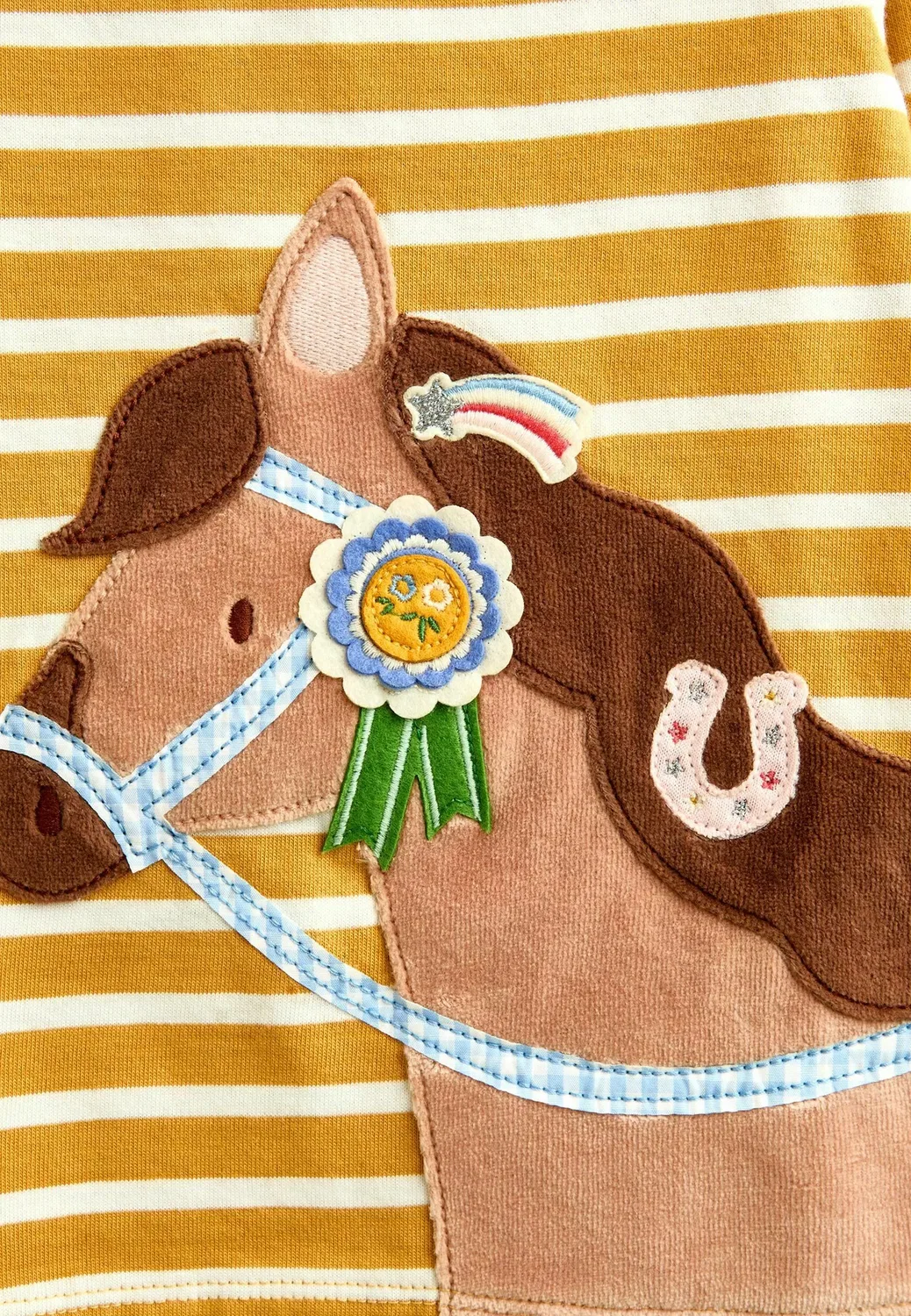 Топ с длинными рукавами и аппликацией - топ с длинными рукавами Jojo Maman Bébé, Yellow Stripe Horse — фото 4