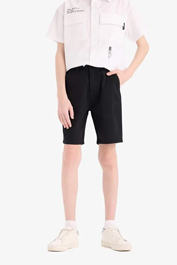Детские шорты для мальчиков хлопковые Basics Defacto, Black-Bk27 — фото 4