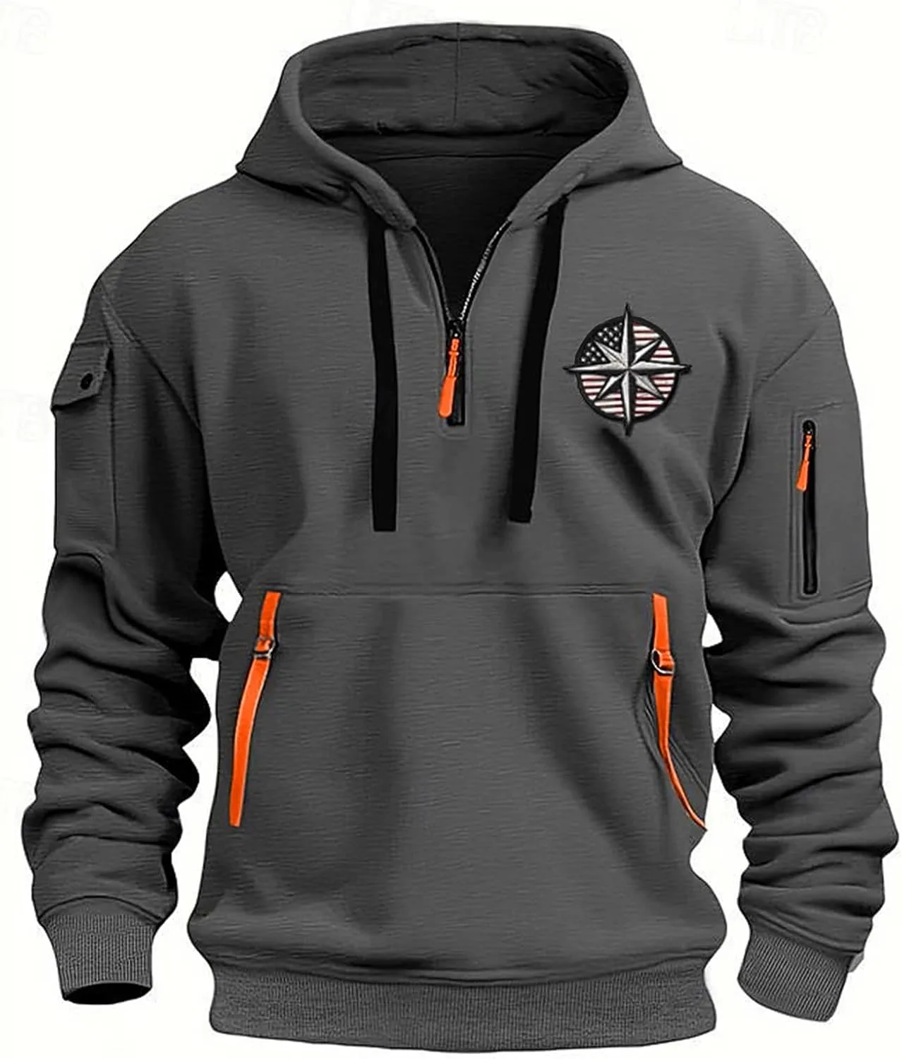 

Толстовка с капюшоном для мужчин Big and Tall, на молнии, тактическая, с карманами