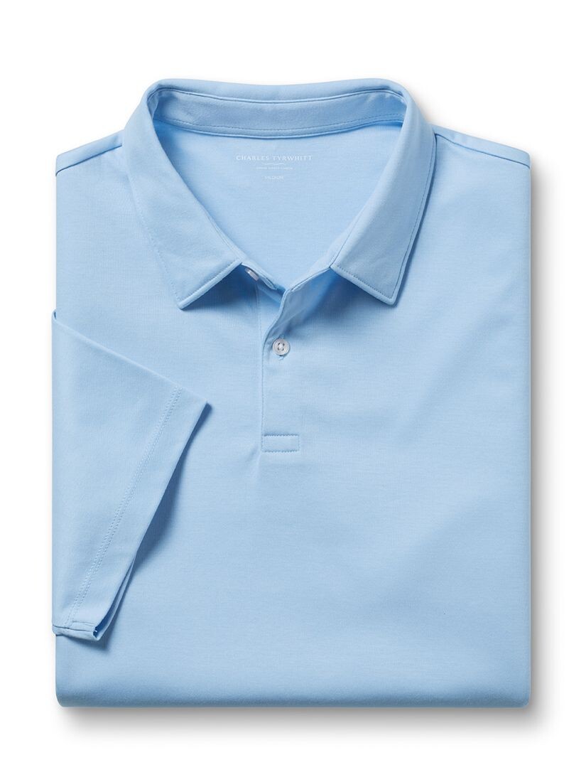 Рубашка-поло из джерси с короткими рукавами Charles Tyrwhitt, голубое небо — фото 3