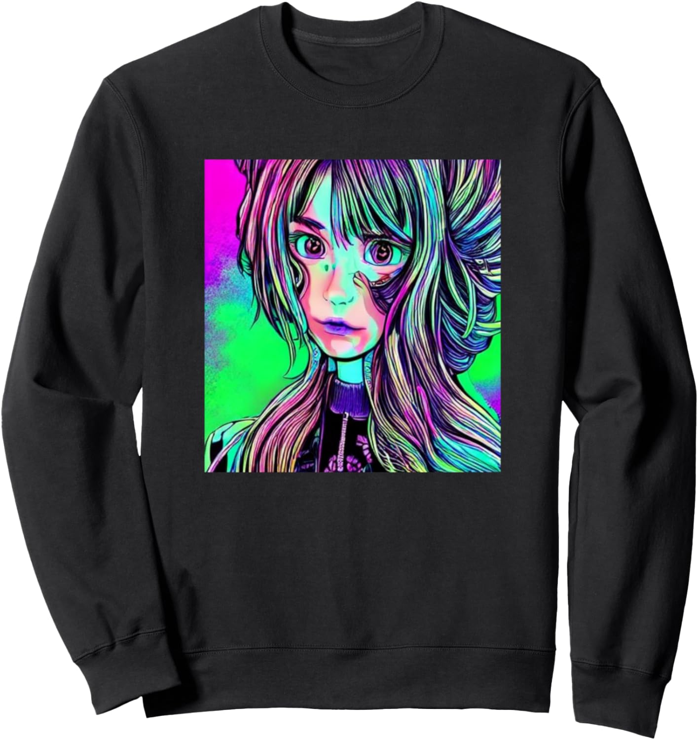 

Иллюстрация девушки-кибердевушки, красочная толстовка с изображением девушки из аниме и манги Cyber Girls Fan Art - Women Girl Boy Kids Men Gift, черный