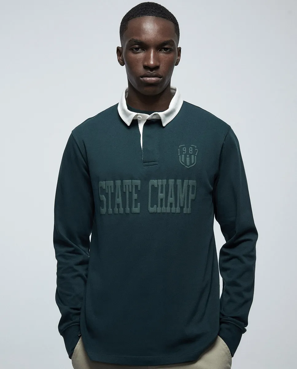 

Рубашка поло регби однотонная Sfera, темно-зеленый