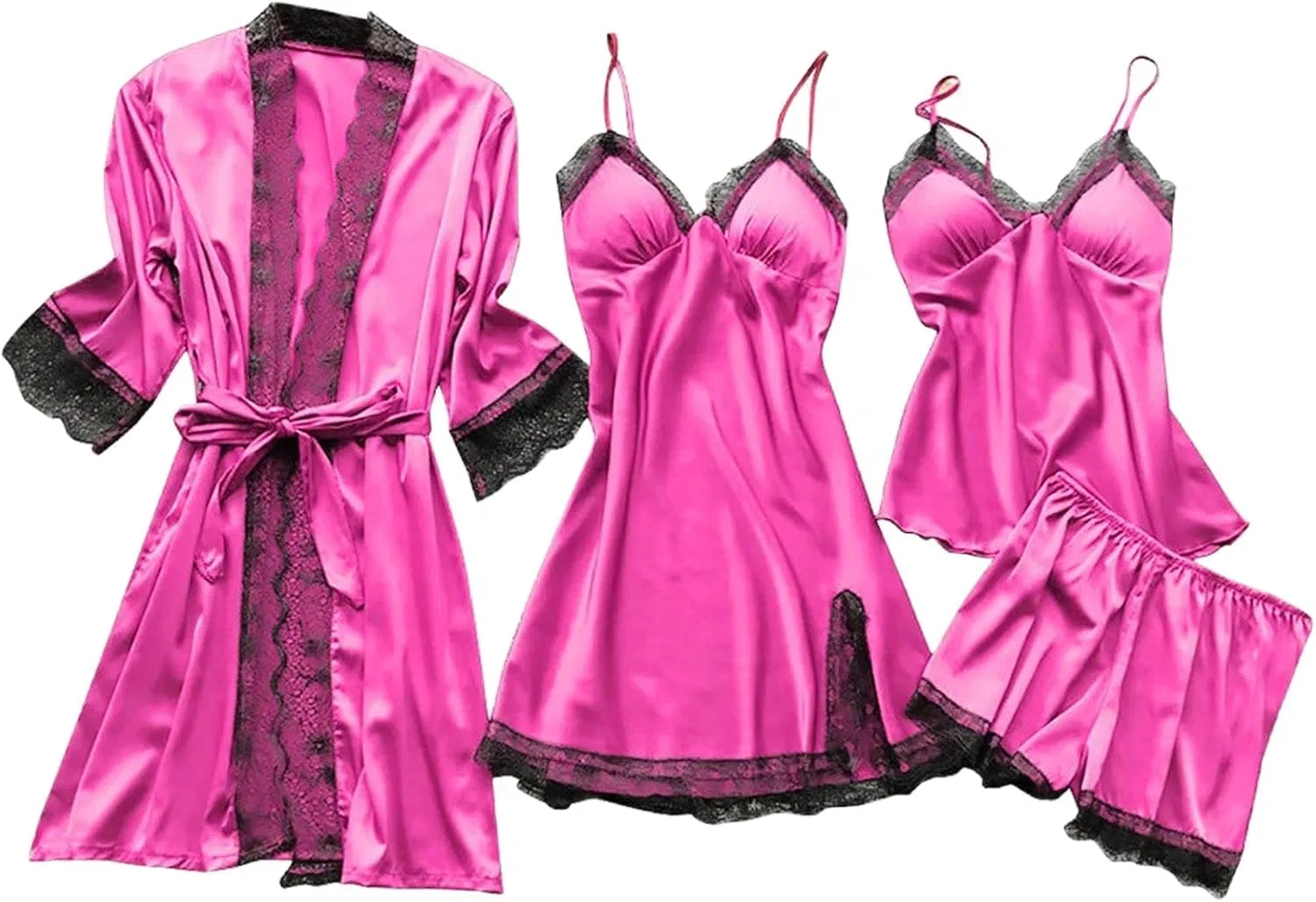 Пижамный набор, шелк, Hot Pink