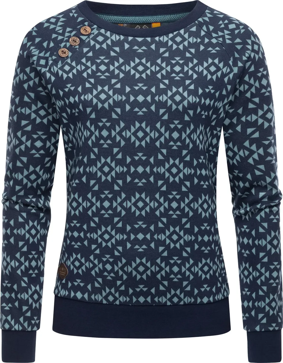 

Свитер Ragwear с круглым вырезом "Darria Aztec", легкий женский свитер с классным принтом, цвет морской волны