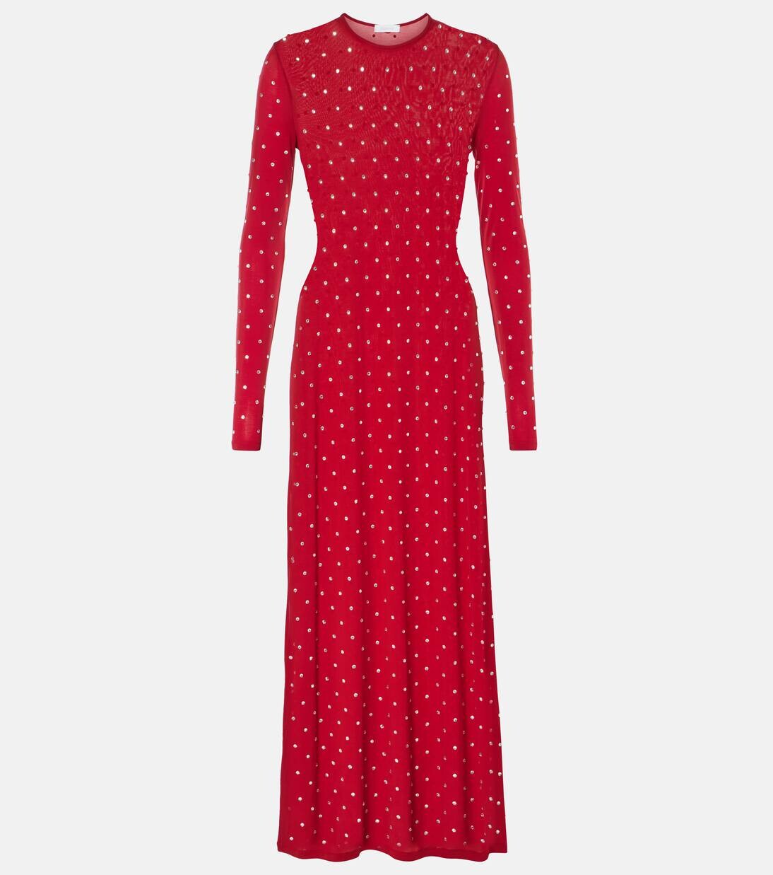 

Платье макси с украшениями Rabanne, цвет scarlet red