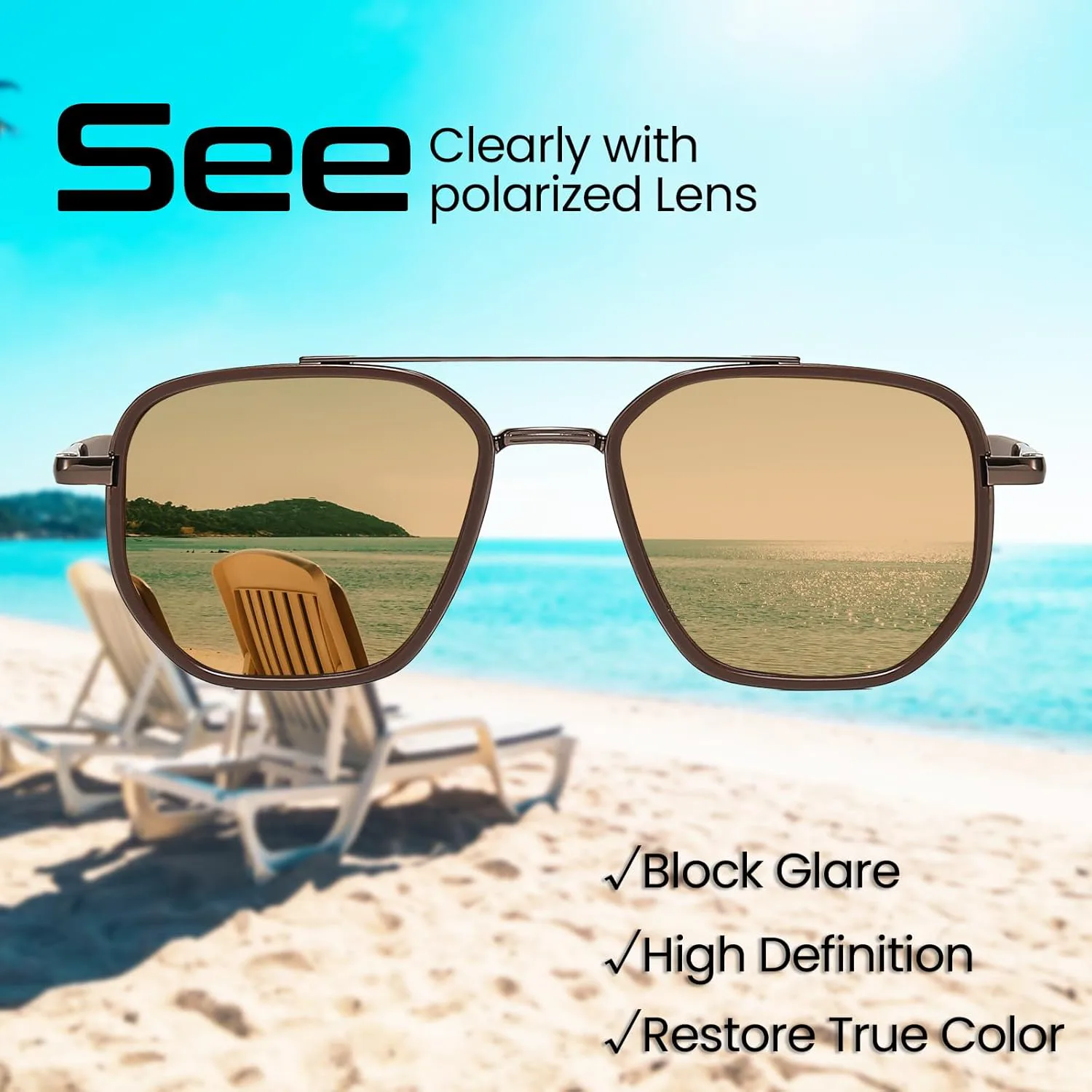 

Солнцезащитные очки-авиаторы для женщин, не спутывающиеся, поляризованные, модные солнцезащитные очки для путешествий и вождения DreamCalf, A01- Brown/Browm