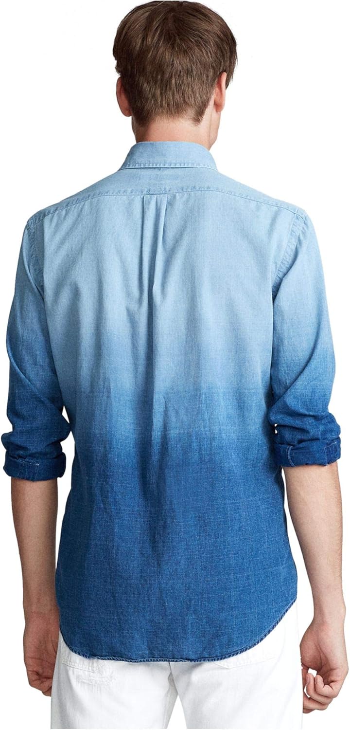 Polo Ralph Lauren мужская рубашка классического кроя с эффектом омбре, Blue — фото 2