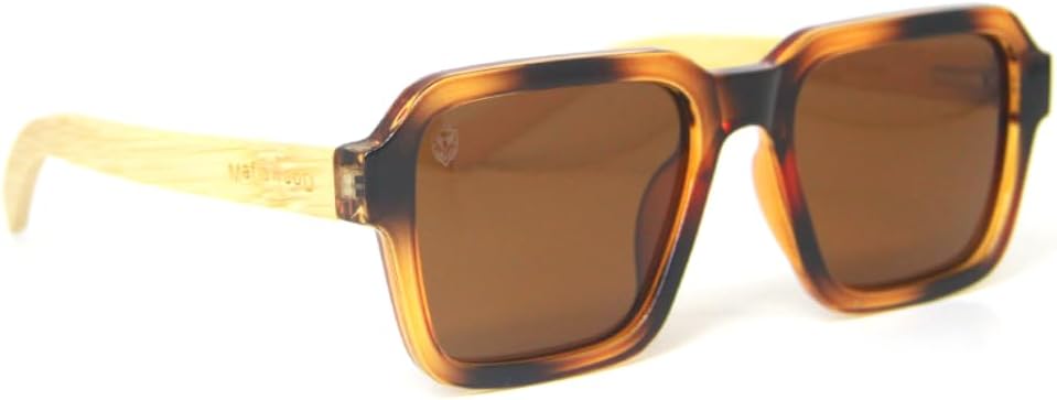 

Квадратные солнцезащитные очки с коричневой оправой из ацетата цвета «черепаха» и бамбуковыми дужками, легкие и удобные, с коричневыми поляризованными линзами, Mondelo Napa Turtle MafiawooD MAFIAWOOD EXCLUSIVE WEAR, Beige