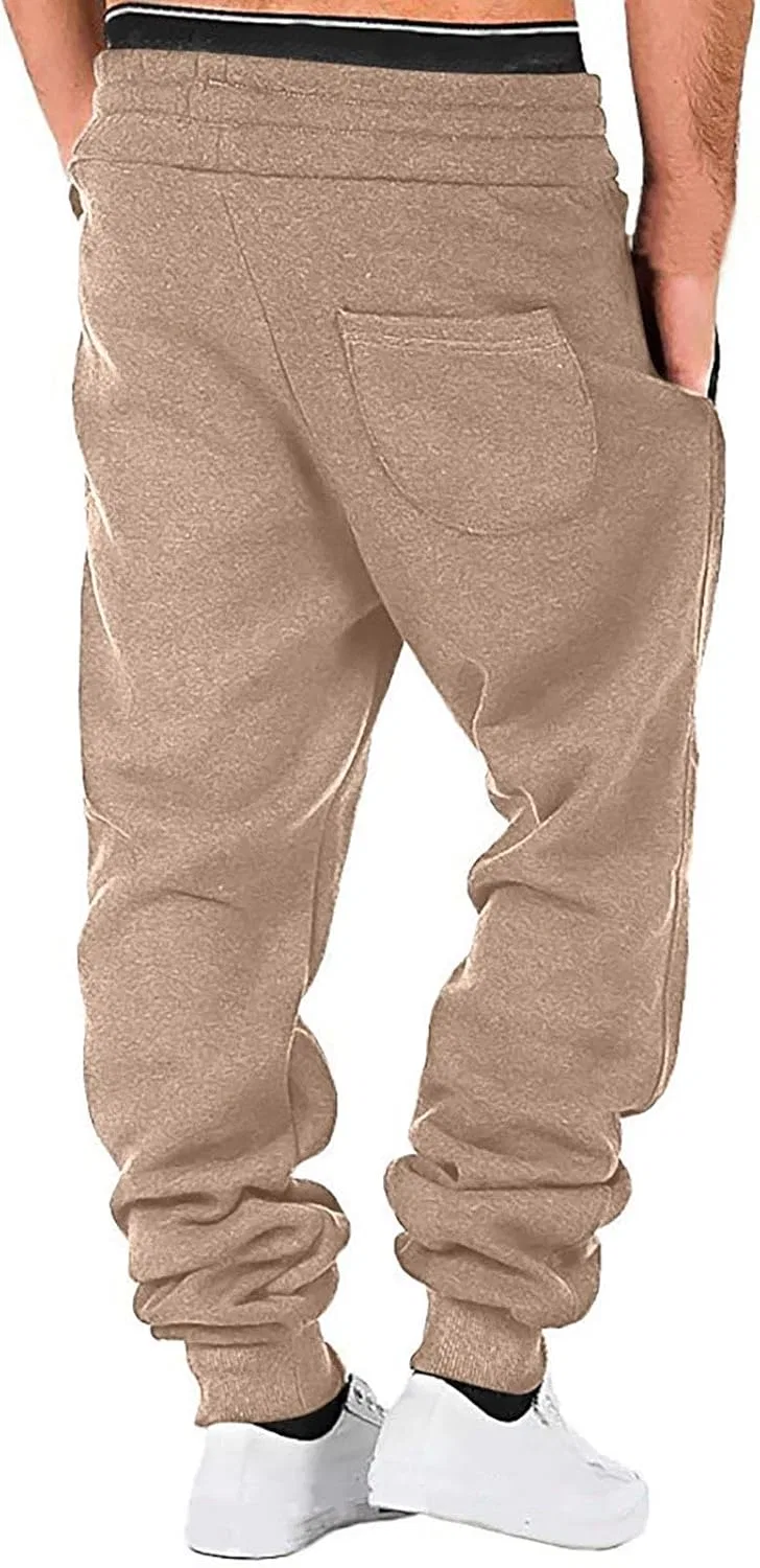 Мужские спортивные брюки на флисе, свободные, с карманами, цвет A03_khaki — фото 2