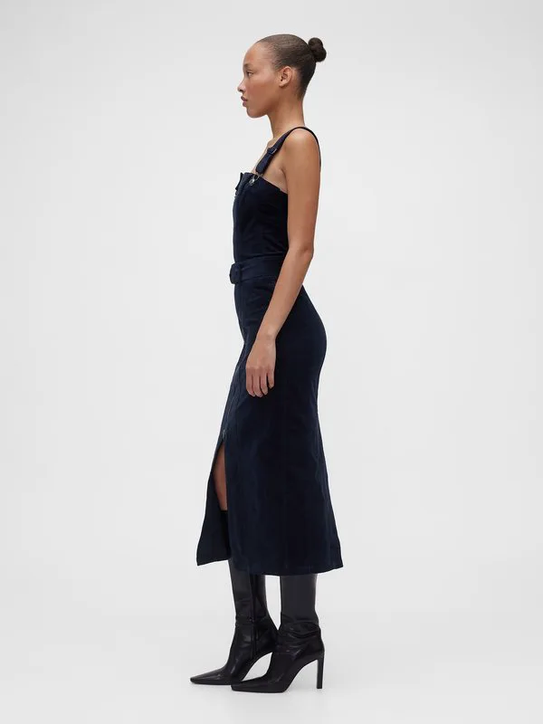 Вельветовое платье-миди gapstudio с поясом, повседневное платье Gap, New Navy — фото 3